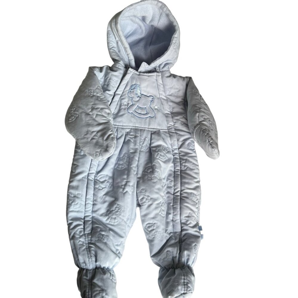 Le Petit Rothschild Infant Snowsuit 6mo Attached Mittens Booties Puffer Bunting - Picture 3 of 14